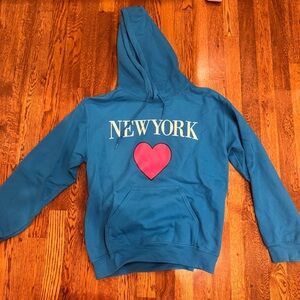 Revelation Blue Hoodie with New York Heart Design Size Small